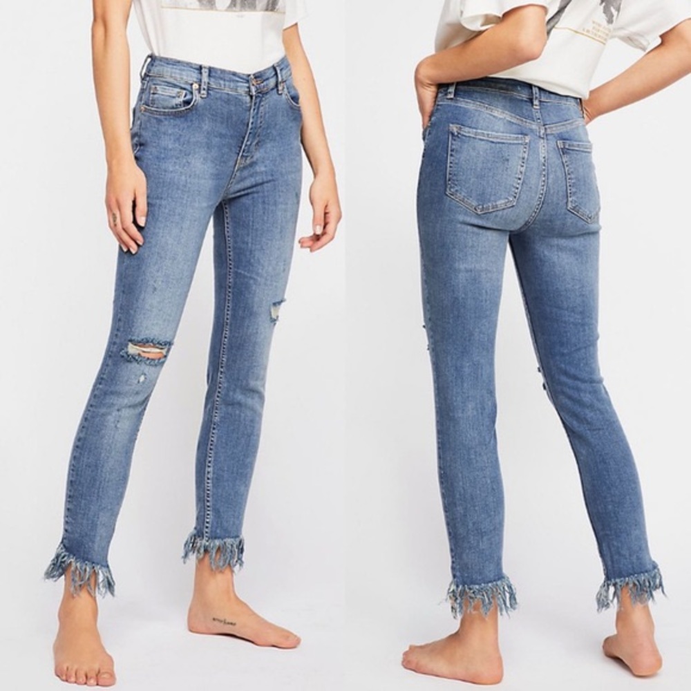 FREE PEOPLE Great heights frayed skinny jeans